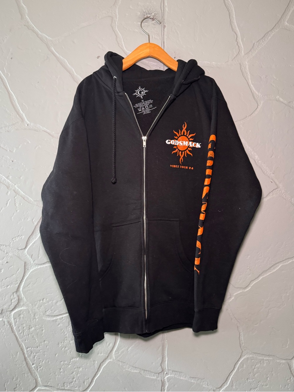 Godsmack Vibez Tour 2024 Black Zip Up Hoodie What A Vibe Medium